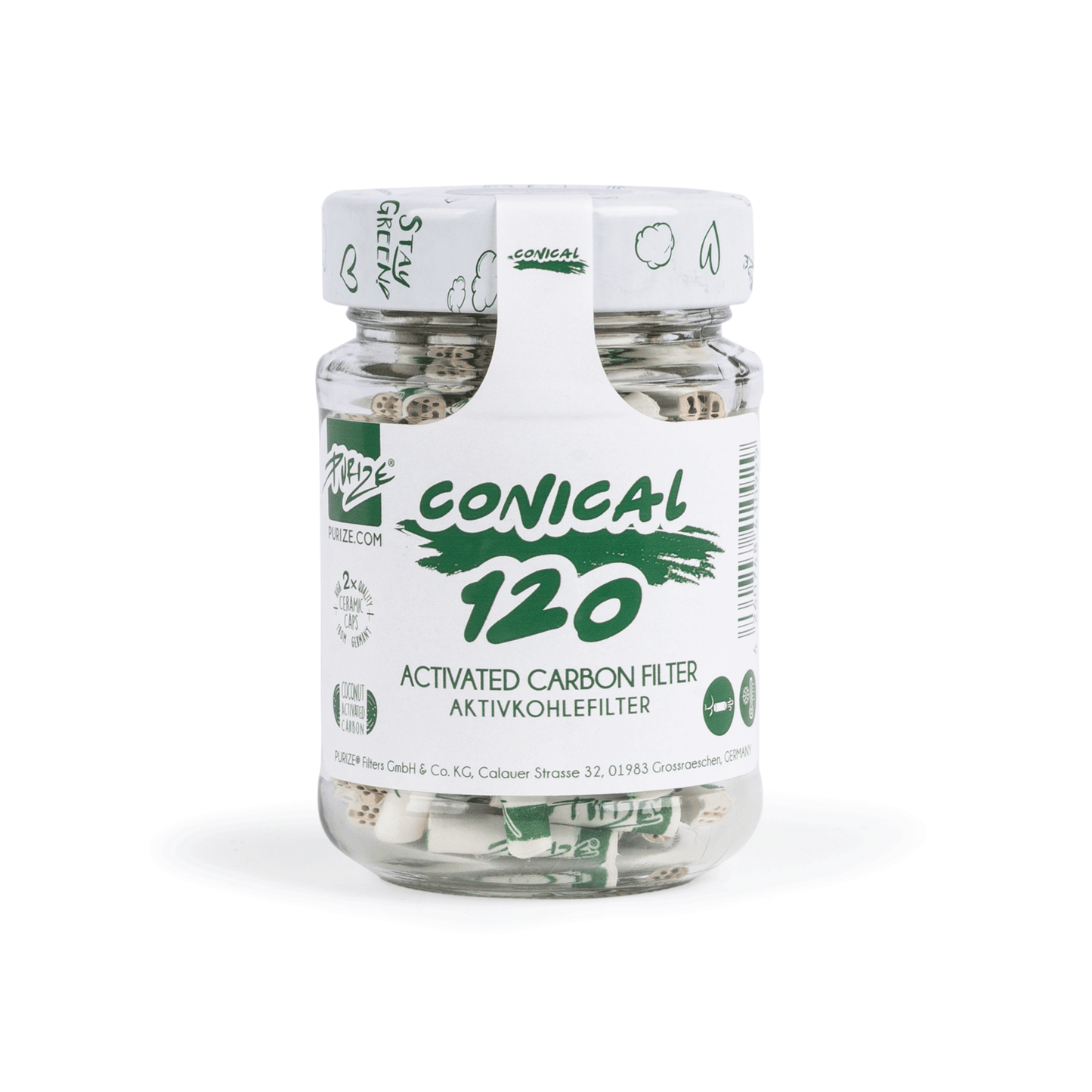 Jar of 120 purize filters 5mm conical