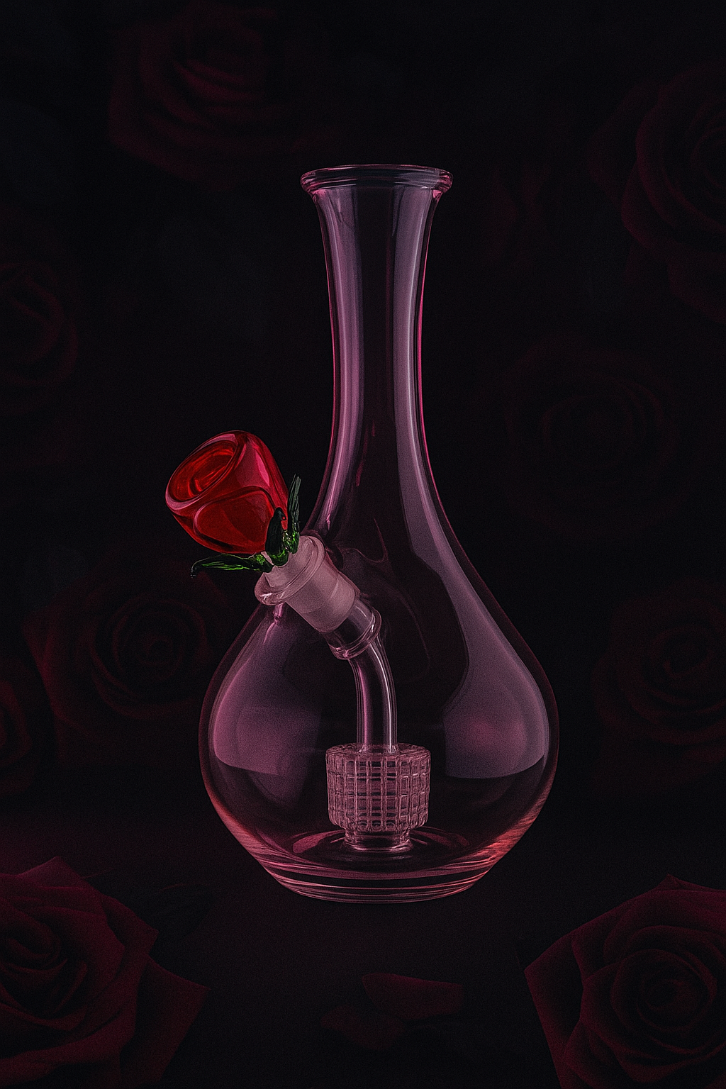 Pink Glass Bong with Rose Bowl