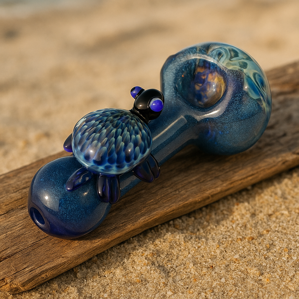 Handcrafted 4" Glass Pipe – Oceanic Turtle Design (One-of-a-Kind)