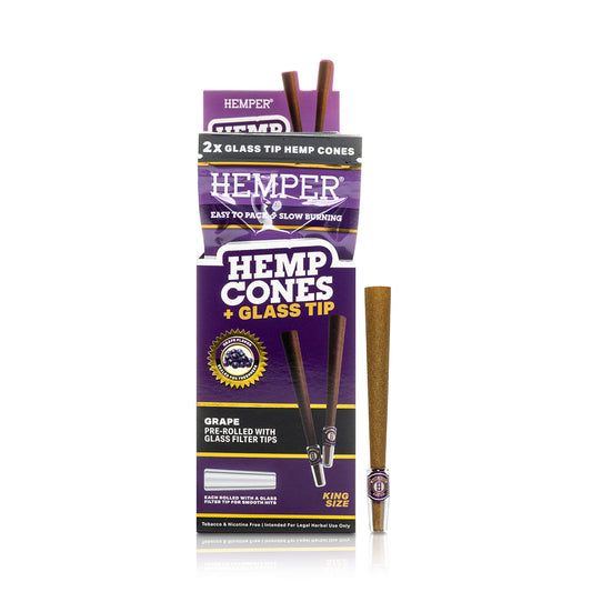 Hemper Pre Rolled Cones with Glass Tips (2 pack) Grape