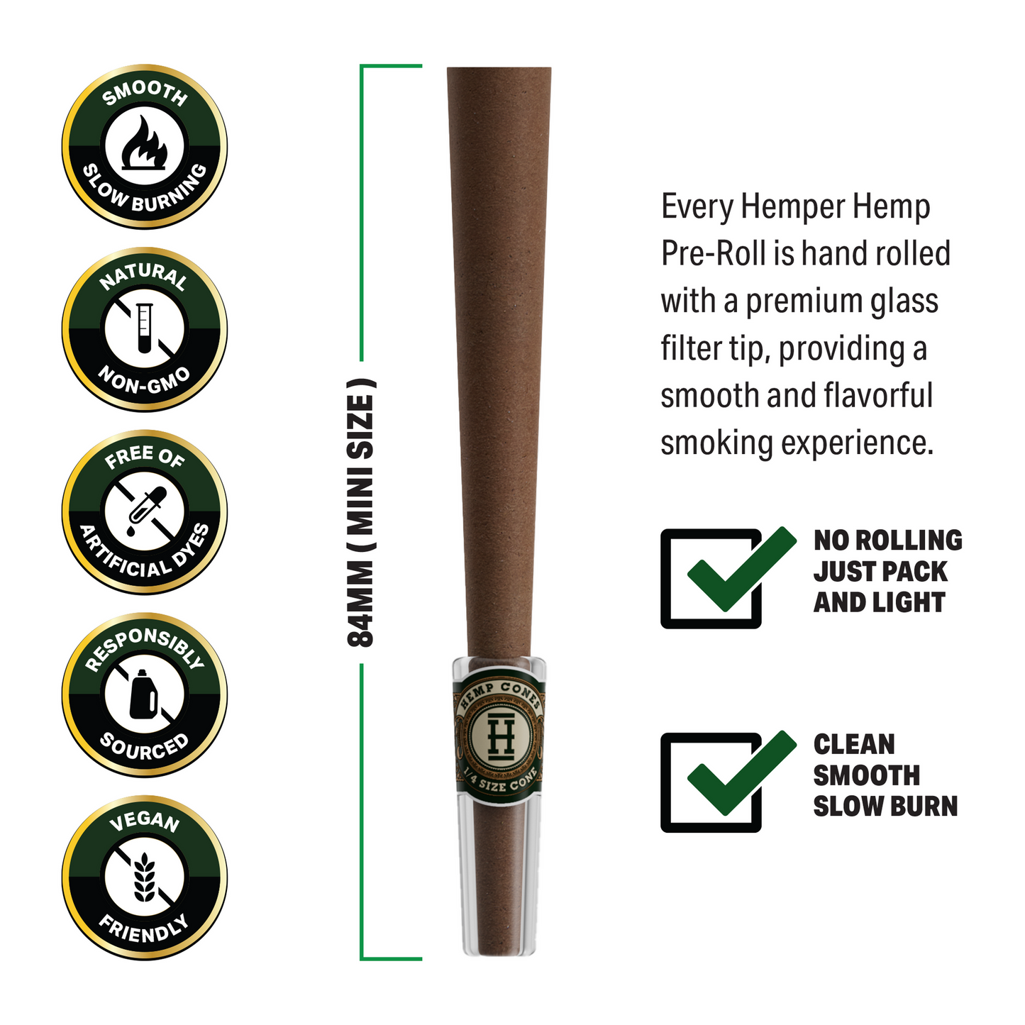 Hemper Pre Rolled Cones with Glass Tips (2 pack) Grape