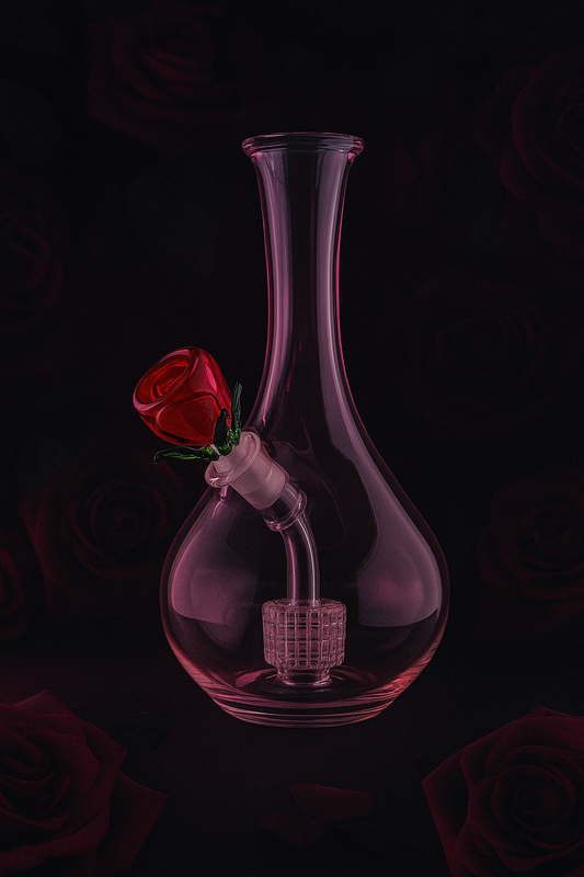 Pink Glass Bong with Rose Bowl