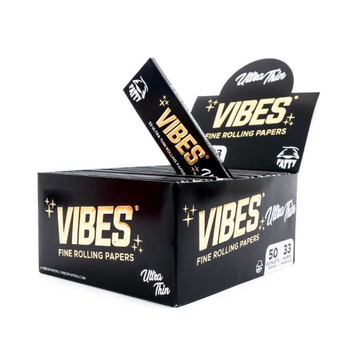 Vibes black king-size fatty rolling papers x 10
